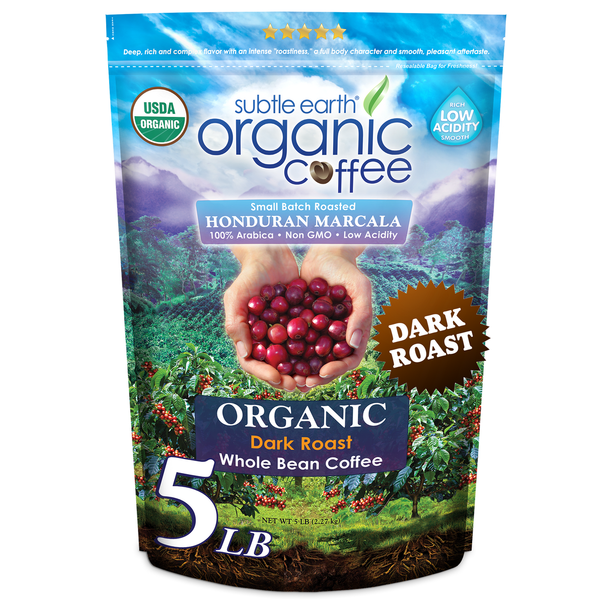 Subtle Earth Organic, 5 lb bag, dark roast