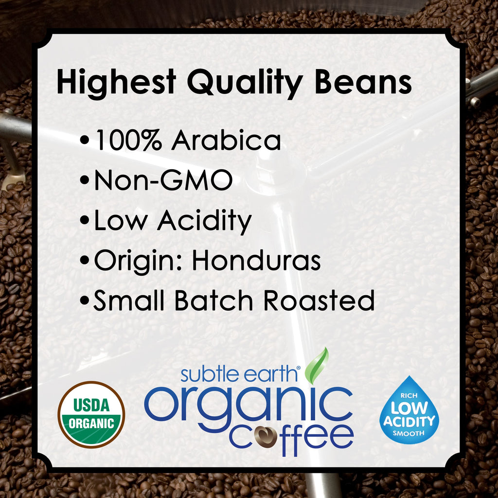 Highest quality beans: 100% Arabica, non-GMO, low acidity, origin Honduras, small batch roasted