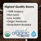 Highest quality beans: 100% Arabica, non-GMO, low acidity, origin Honduras, small batch roasted