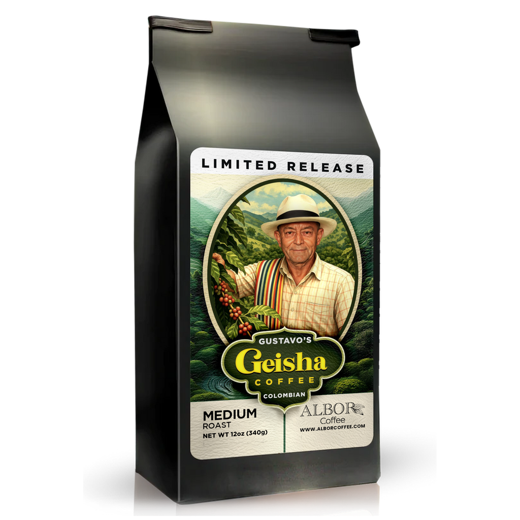 Gustavo's Geisha Coffee, Limited Release bag