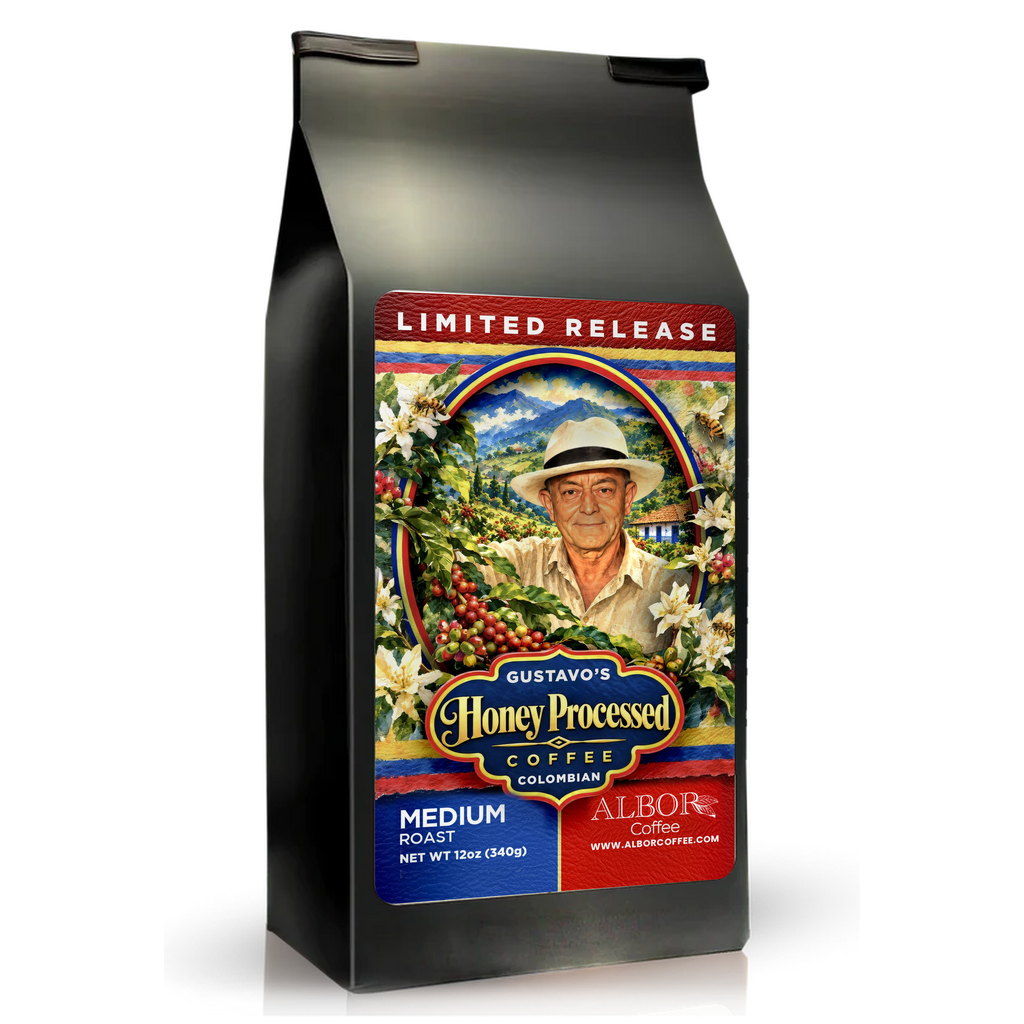 Gustavo's Honey Processed Coffee, Limited Release bag