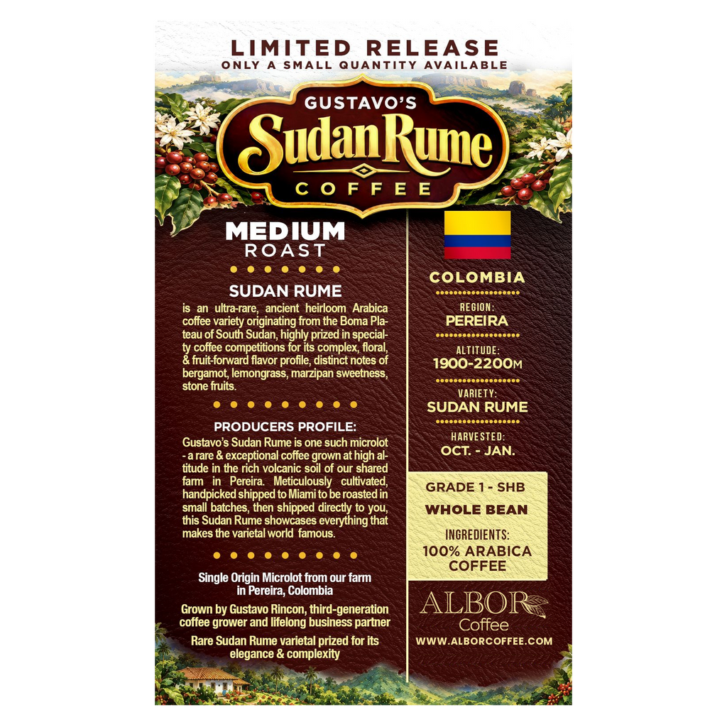 Gustavo's Sudan Rume Coffee label: tasting notes, origin and producer profile
