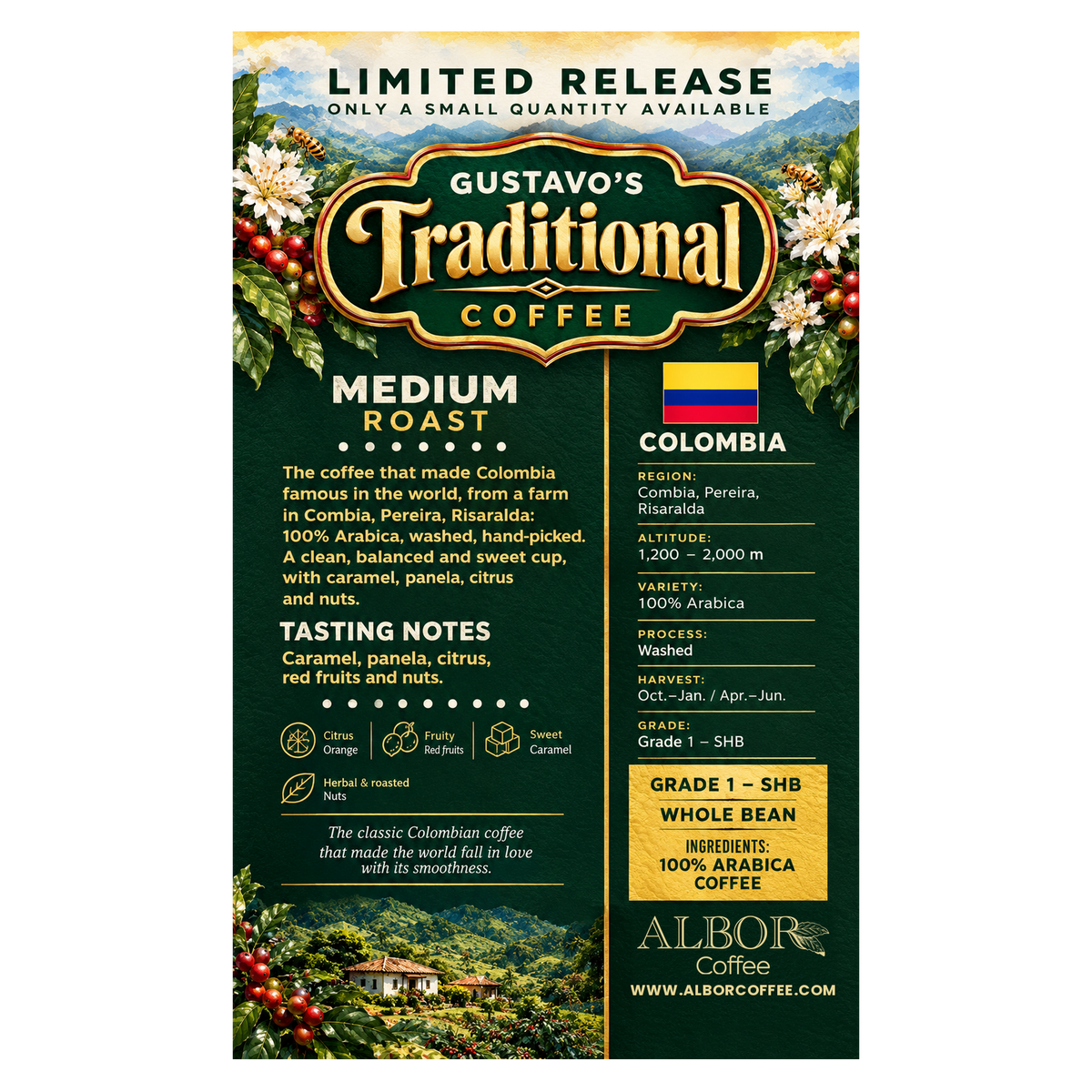 Gustavo's Traditional Coffee label: tasting notes, origin and producer profile
