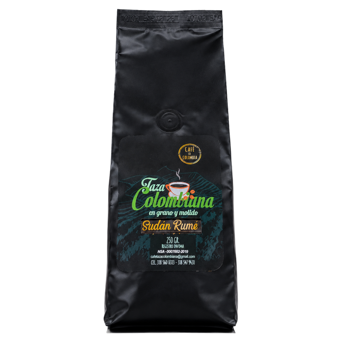 Taza Colombiana Sudán Rumé, 250 g coffee bag